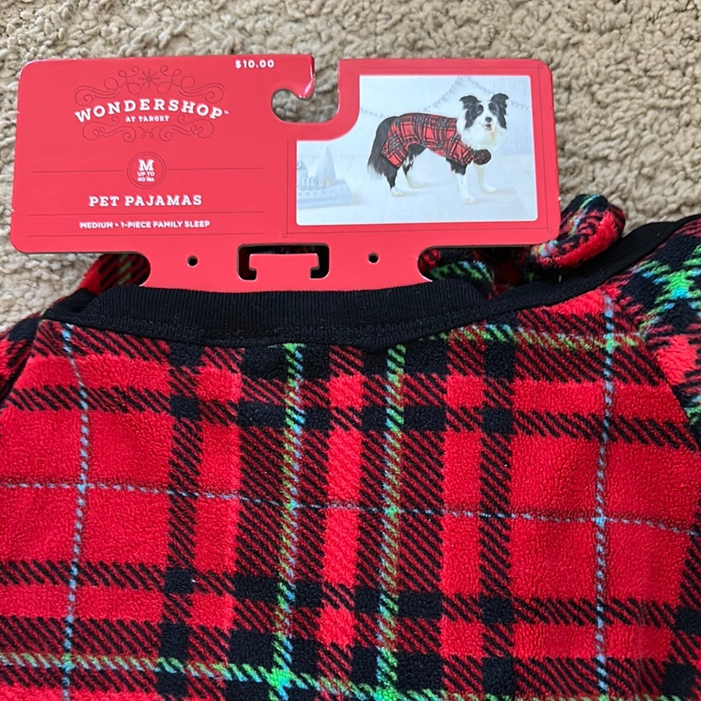 NWT Wondershop Red and Black Buffalo Plaid Pet Pjs